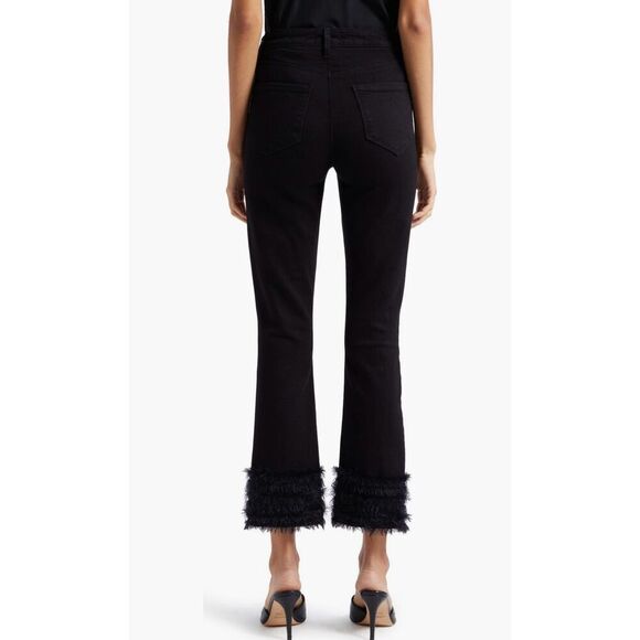 L’AGENCE Tati High Rise Crop Micro Bootcut Feather Jean in Saturated Black Size - Picture 2 of 12